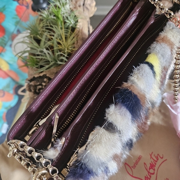Christian louboutin fur multicolor side studs shoulder bag with gold hardware - Picture 5 of 17